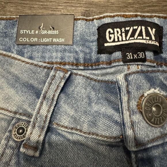 Grizzly Griptape Blue Jeans Light Wash Straight Fit Stretch Mens 31x30 NWT - Picture 5 of 11